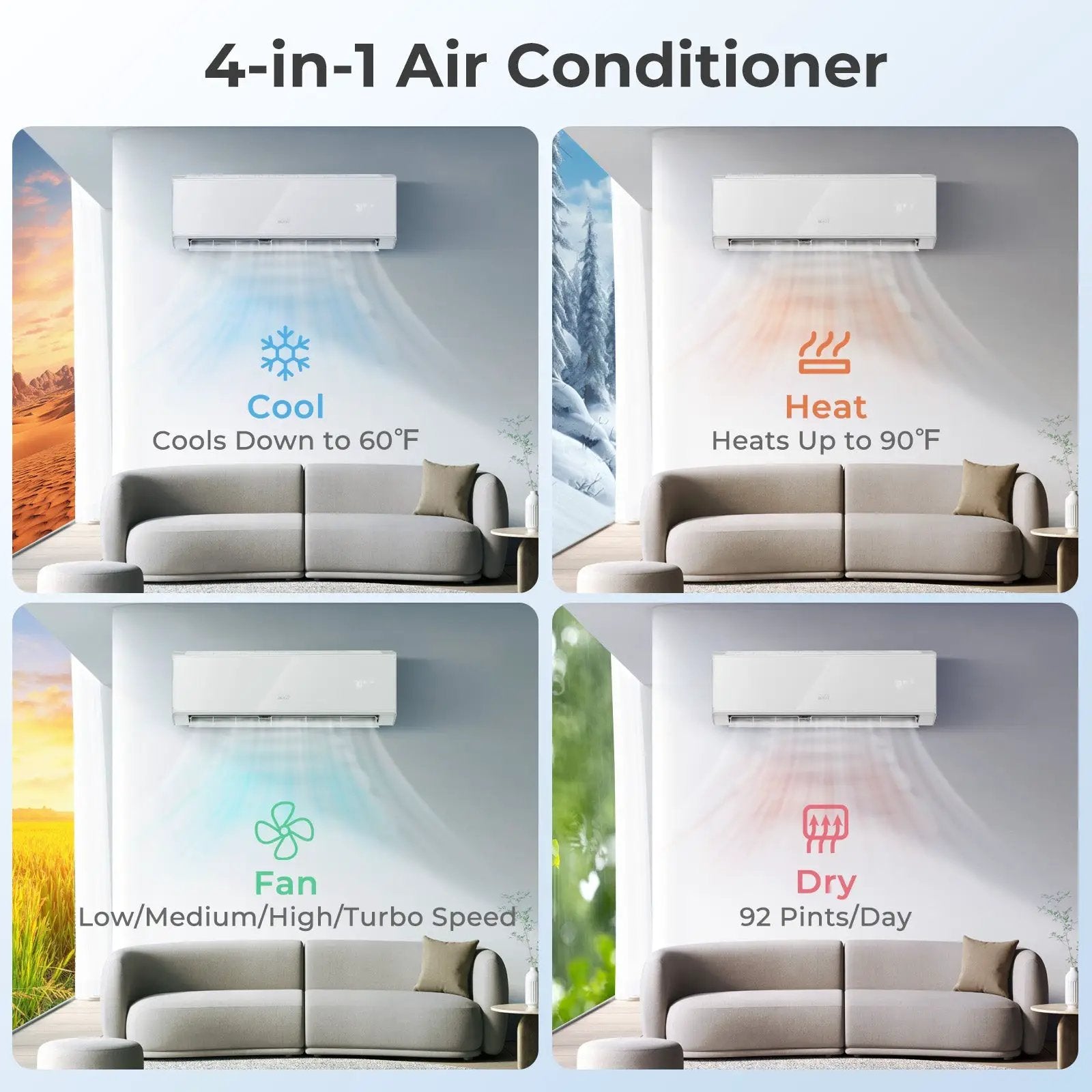 Energy Star Certified 24000 BTU 21 SEER2 208-230V Mini Split Air Conditioner and Heater White Wifi Enabled by DirectDeals