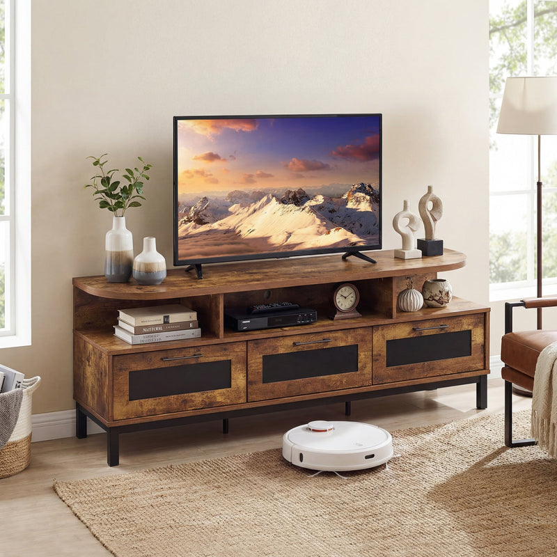 Entertainment Center with 3 Storage Drawers and Open Shelves by DirectDeals
