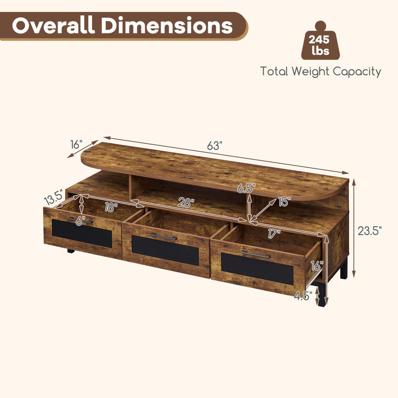 Entertainment Center with 3 Storage Drawers and Open Shelves by DirectDeals