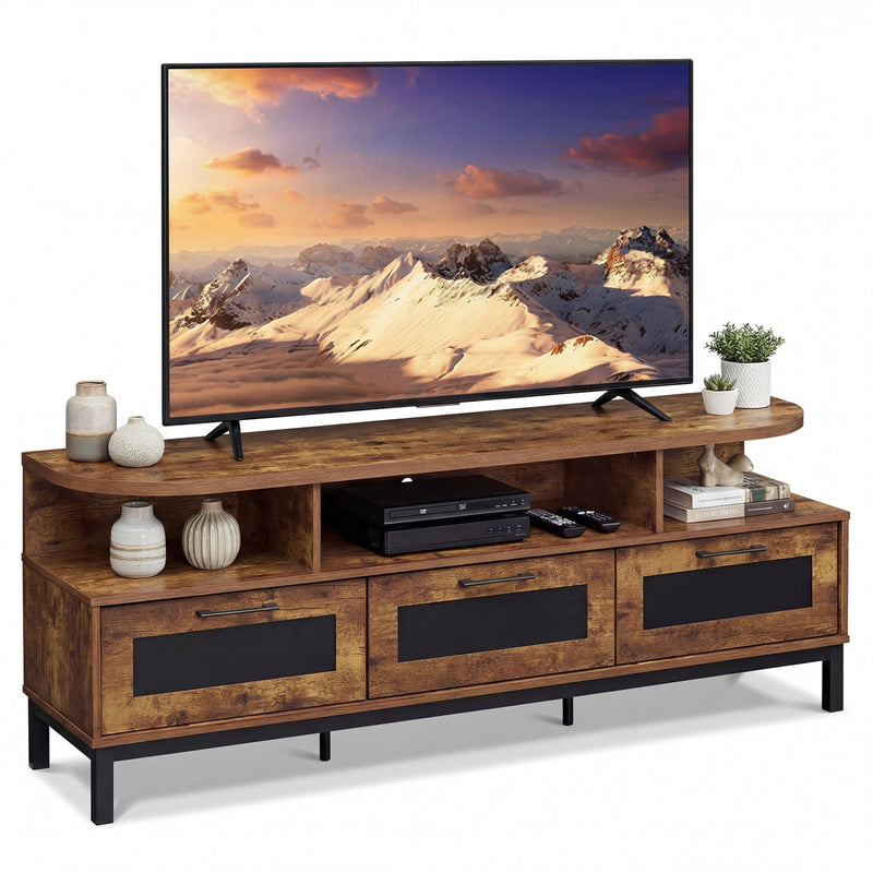 Entertainment Center with 3 Storage Drawers and Open Shelves by DirectDeals