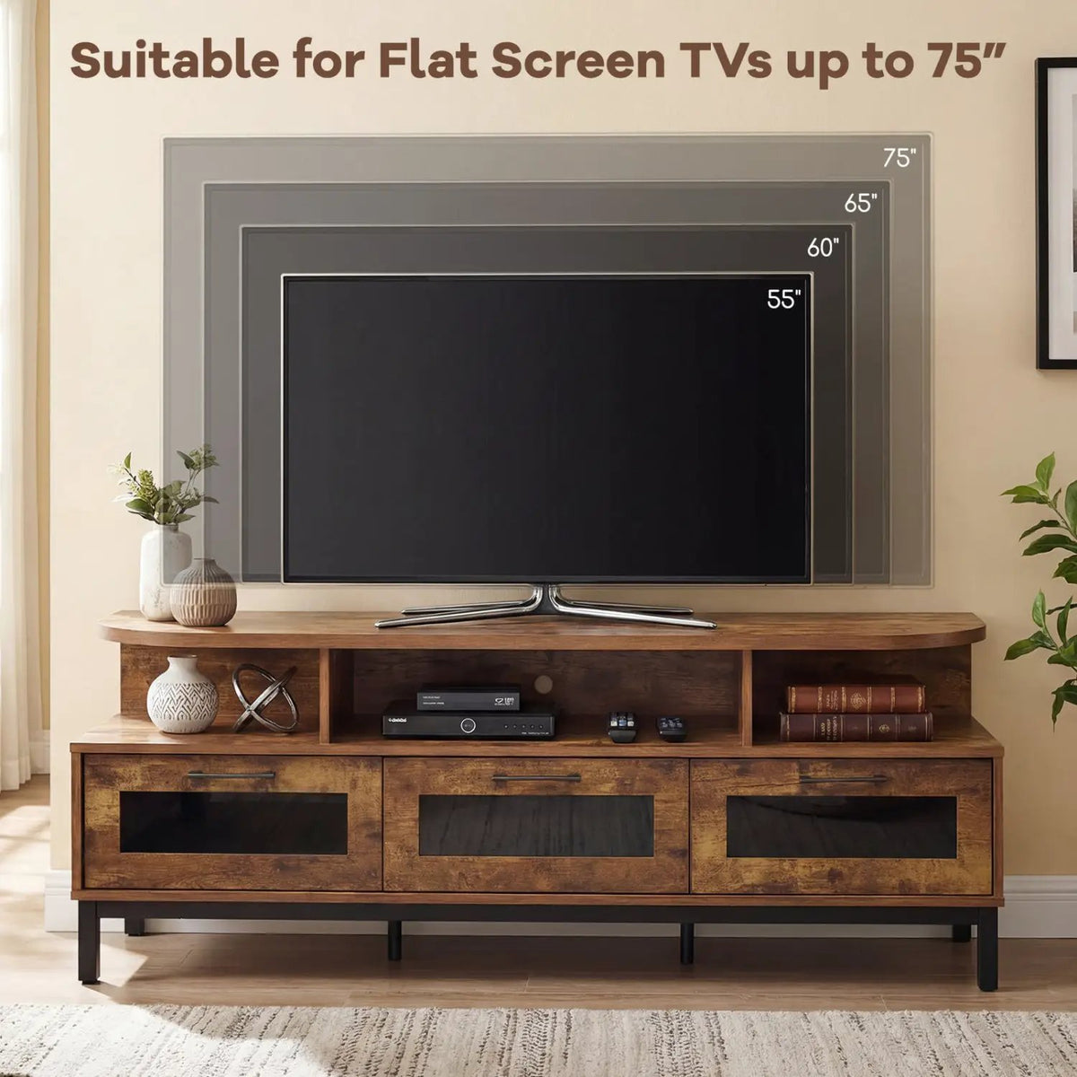 Entertainment Center with 3 Storage Drawers and Open Shelves, photo 8 of 16