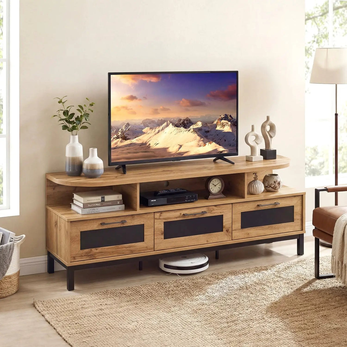 Entertainment Center with 3 Storage Drawers and Open Shelves, photo 10 of 16