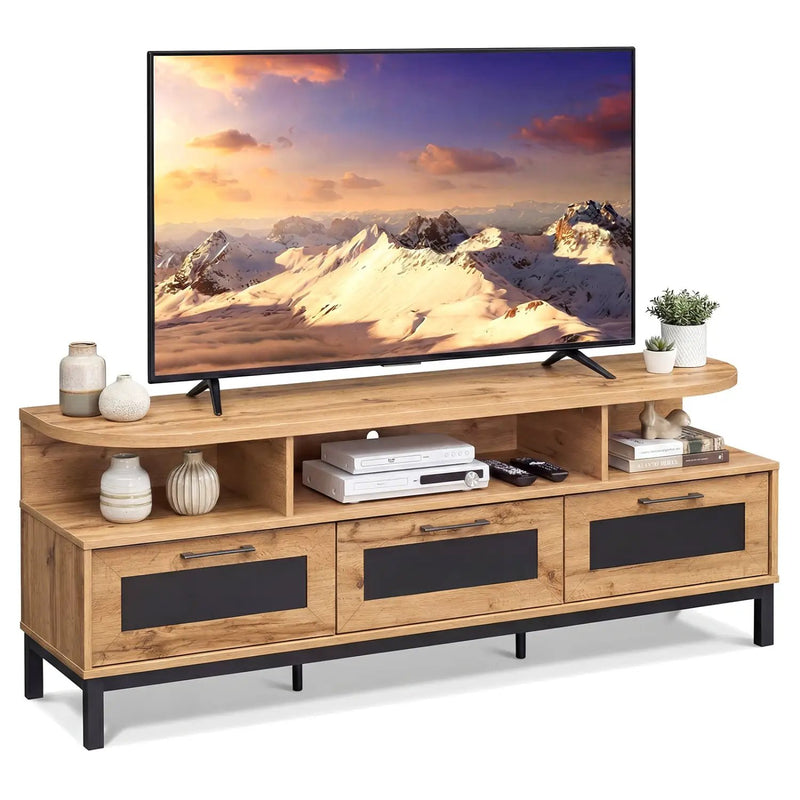 Entertainment Center with 3 Storage Drawers and Open Shelves by DirectDeals