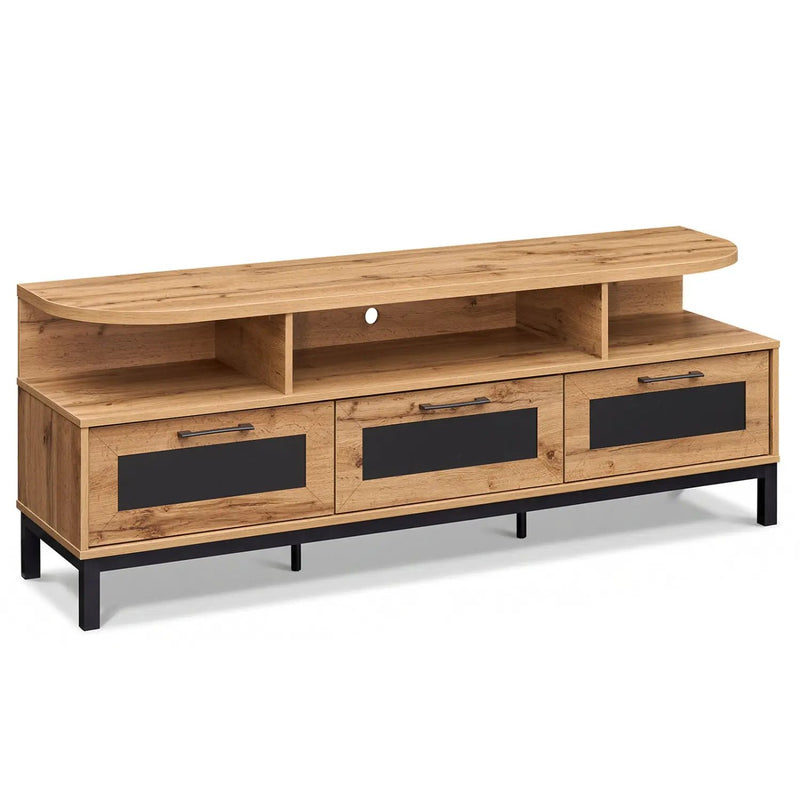 Entertainment Center with 3 Storage Drawers and Open Shelves by DirectDeals