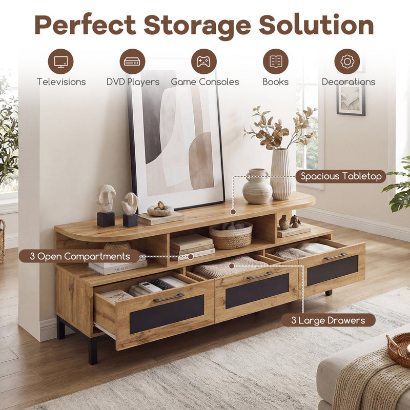 Entertainment Center with 3 Storage Drawers and Open Shelves by DirectDeals