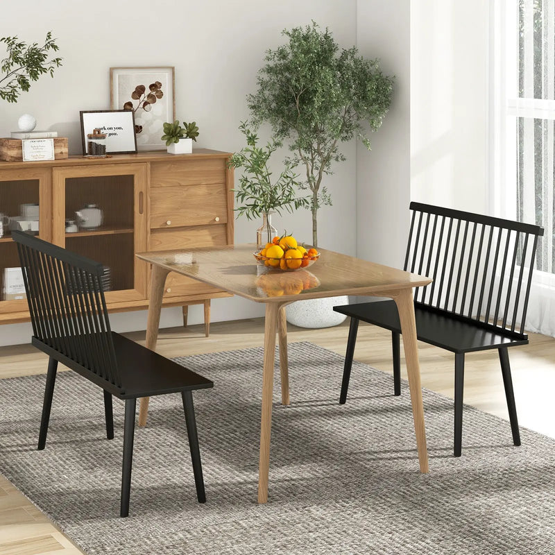 Entryway Bench for 2 with Spindle Back for Kitchen Dining Room Hallway by DirectDeals