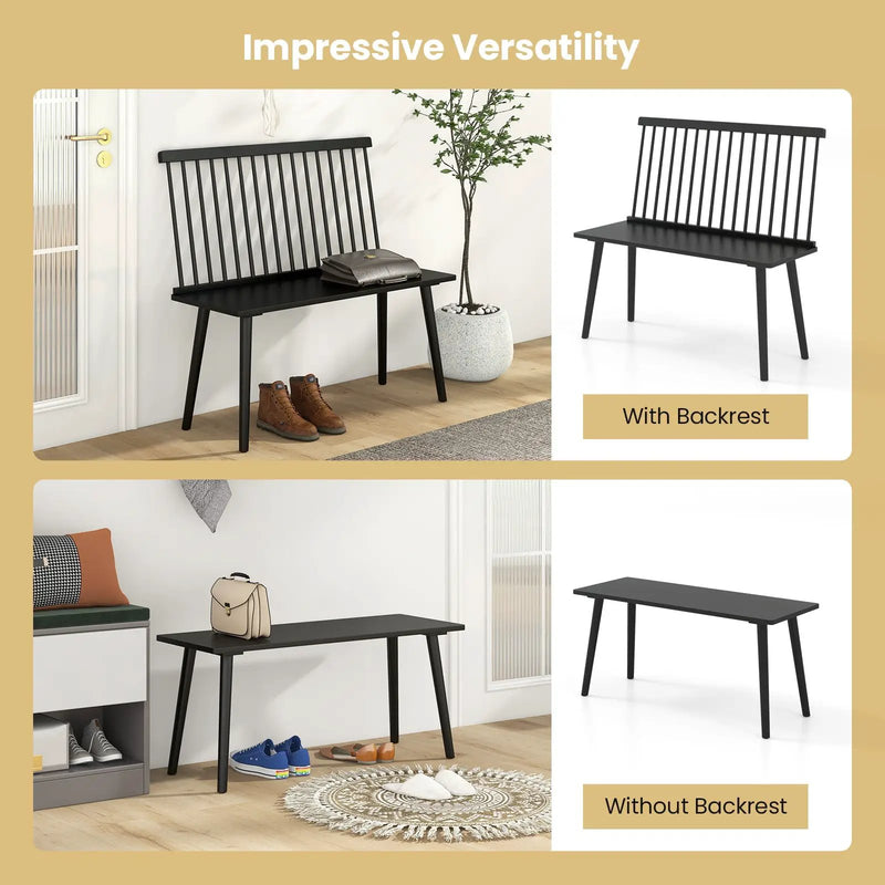 Entryway Bench for 2 with Spindle Back for Kitchen Dining Room Hallway by DirectDeals