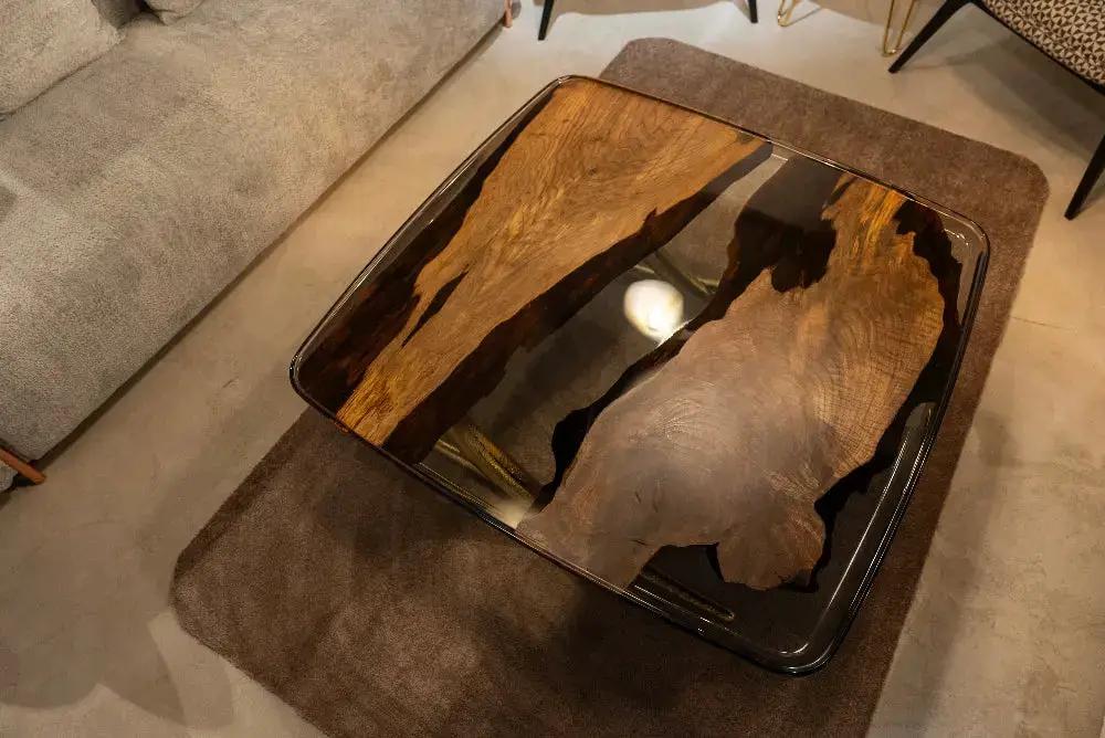 Luxurious Ivory Shaped Epoxy Resin Dining Room Coffee Table, top view