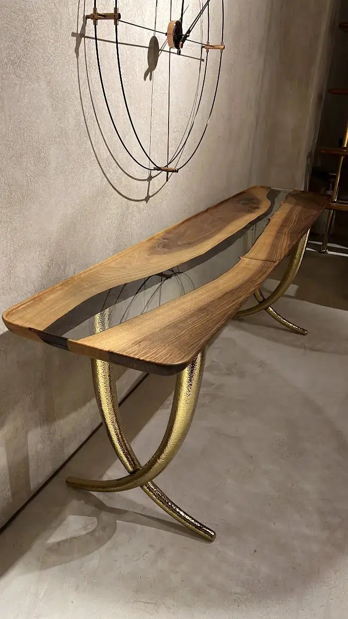Epoxy Resin Sofa & Console table made of Walnut wood | Ivory Collection, photo 6 of 16