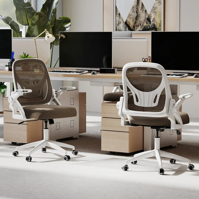 Ergonomic Computer Desk Chair with Lumbar Support and Flip-up Arms by DirectDeals