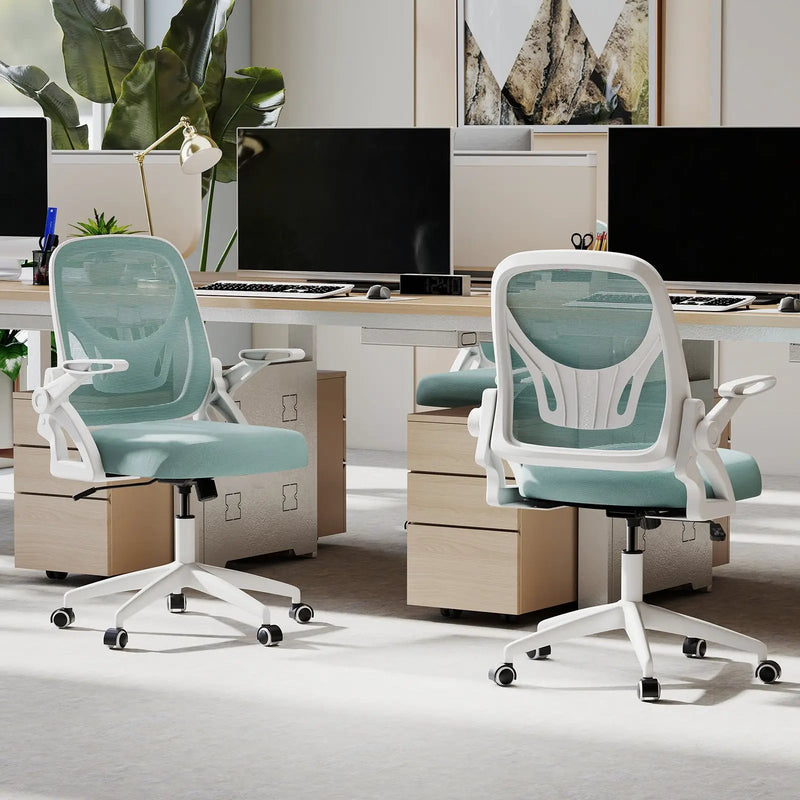 Ergonomic Computer Desk Chair with Lumbar Support and Flip-up Arms by DirectDeals