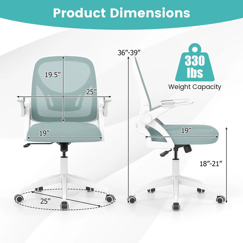 Ergonomic Computer Desk Chair with Lumbar Support and Flip-up Arms by DirectDeals