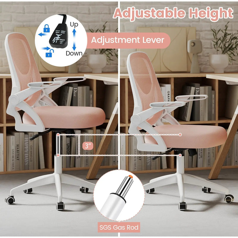 Ergonomic Computer Desk Chair with Lumbar Support and Flip-up Arms by DirectDeals