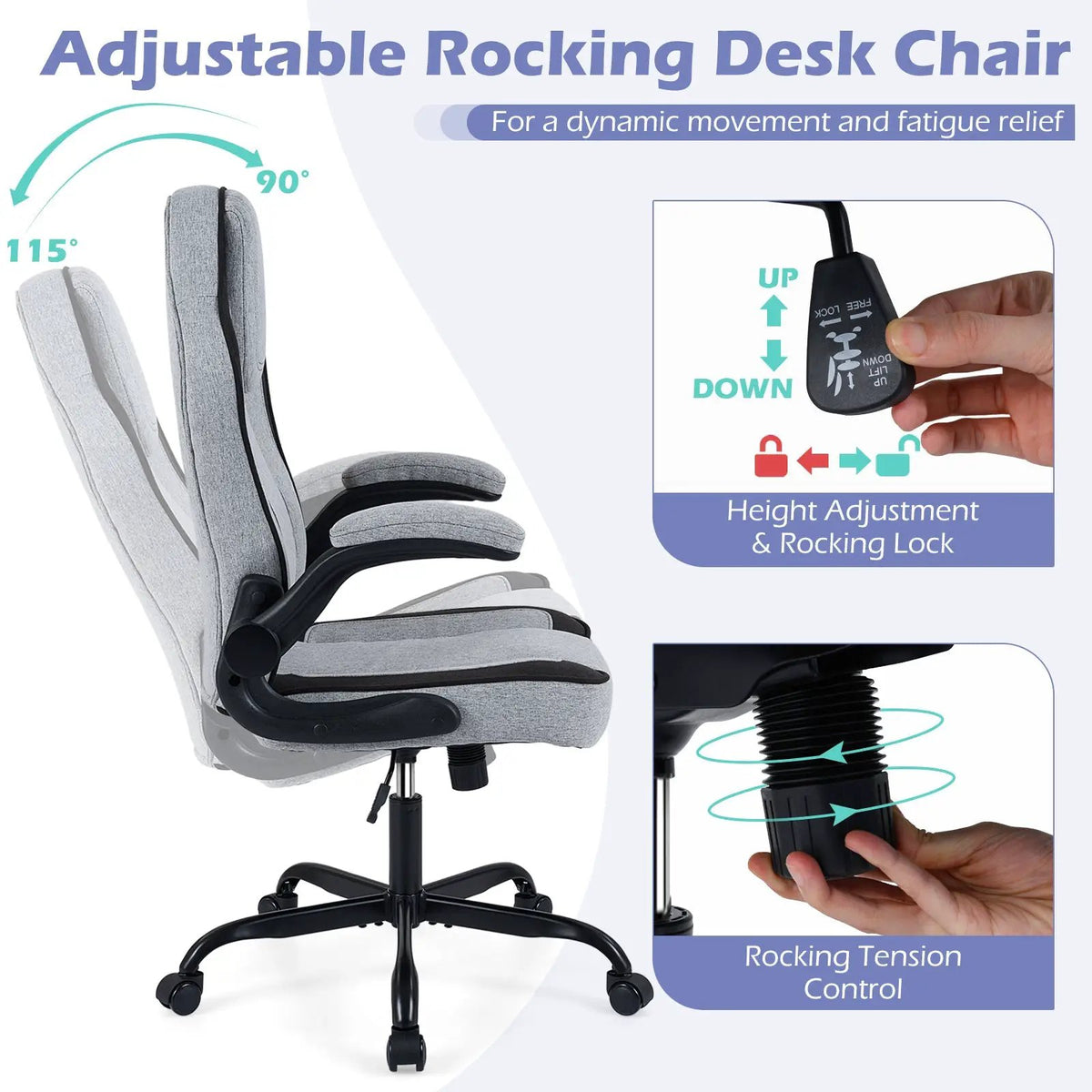 Ergonomic Computer Office Chair with 90¬∞ Flip-up Armrests, photo 14 of 16