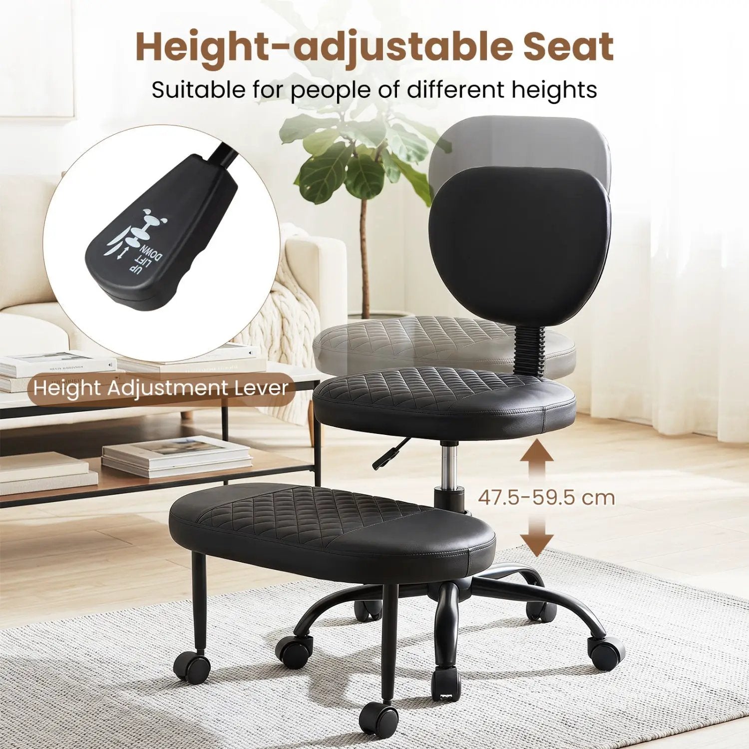 Cross Legged Office Chair with Adjustable Height & Footrest by DirectDeals