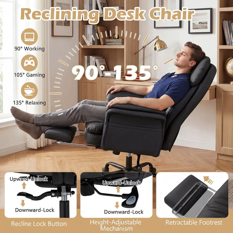 Big and Tall Office Chair with Retractable Footrest 500 lbs by DirectDeals