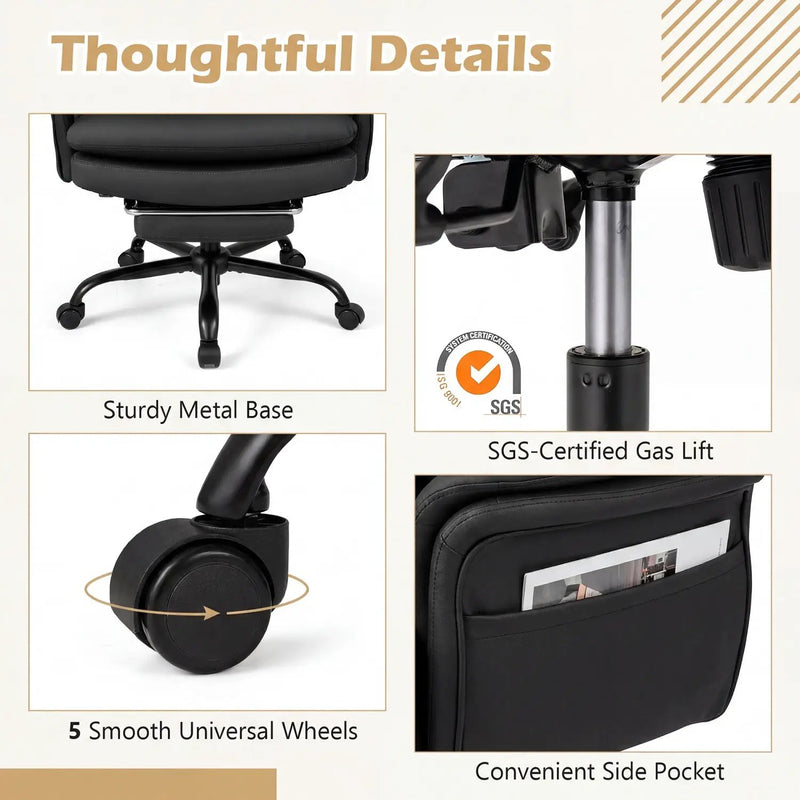 Big and Tall Office Chair with Retractable Footrest 500 lbs by DirectDeals