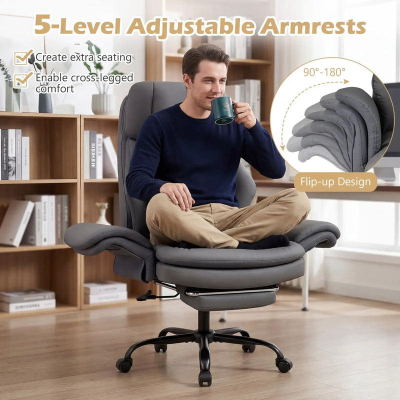 Big and Tall Office Chair with Retractable Footrest 500 lbs by DirectDeals
