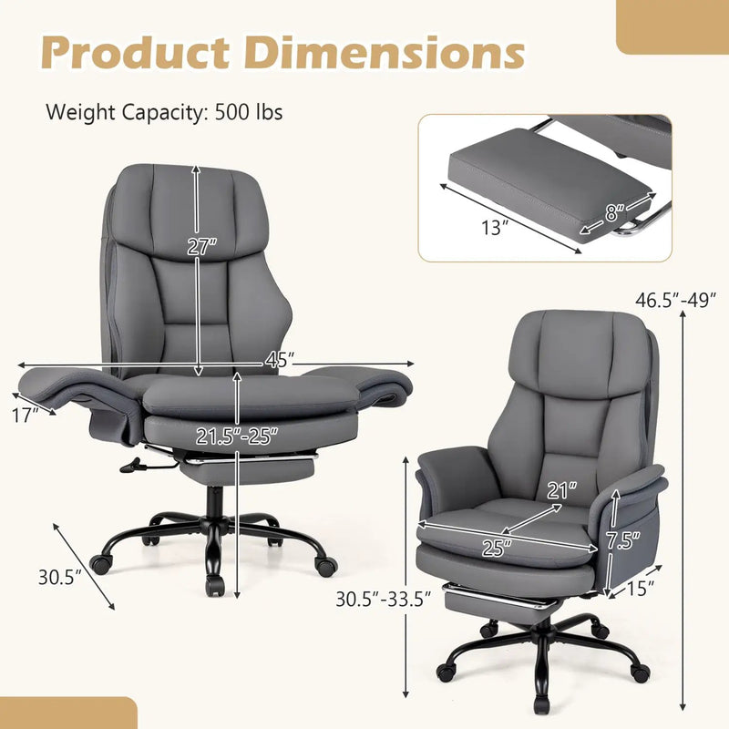Big and Tall Office Chair with Retractable Footrest 500 lbs by DirectDeals