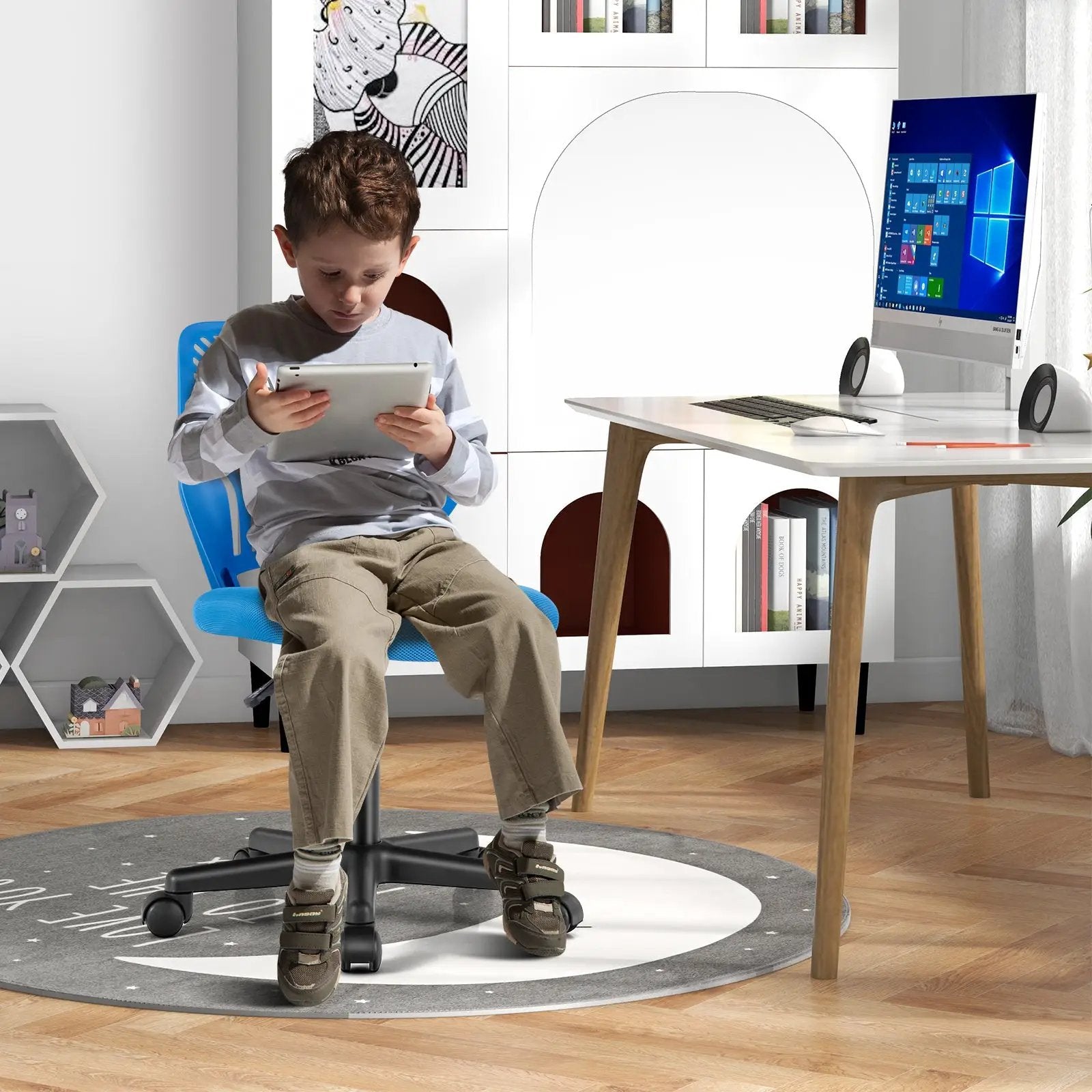 Height-adjustable Ergonomic Kids Desk Chair with Universal Casters by DirectDeals