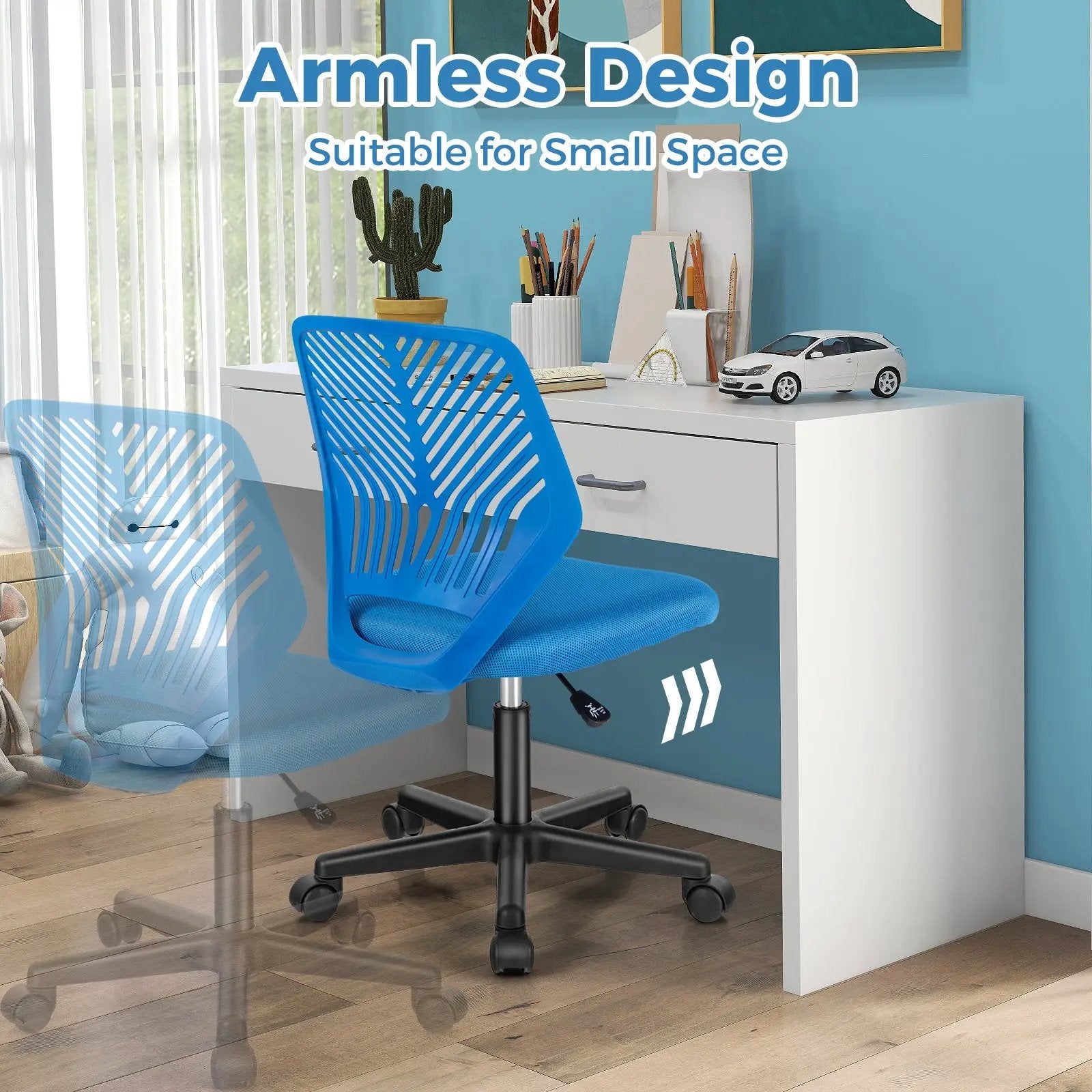 Height-adjustable Ergonomic Kids Desk Chair with Universal Casters by DirectDeals