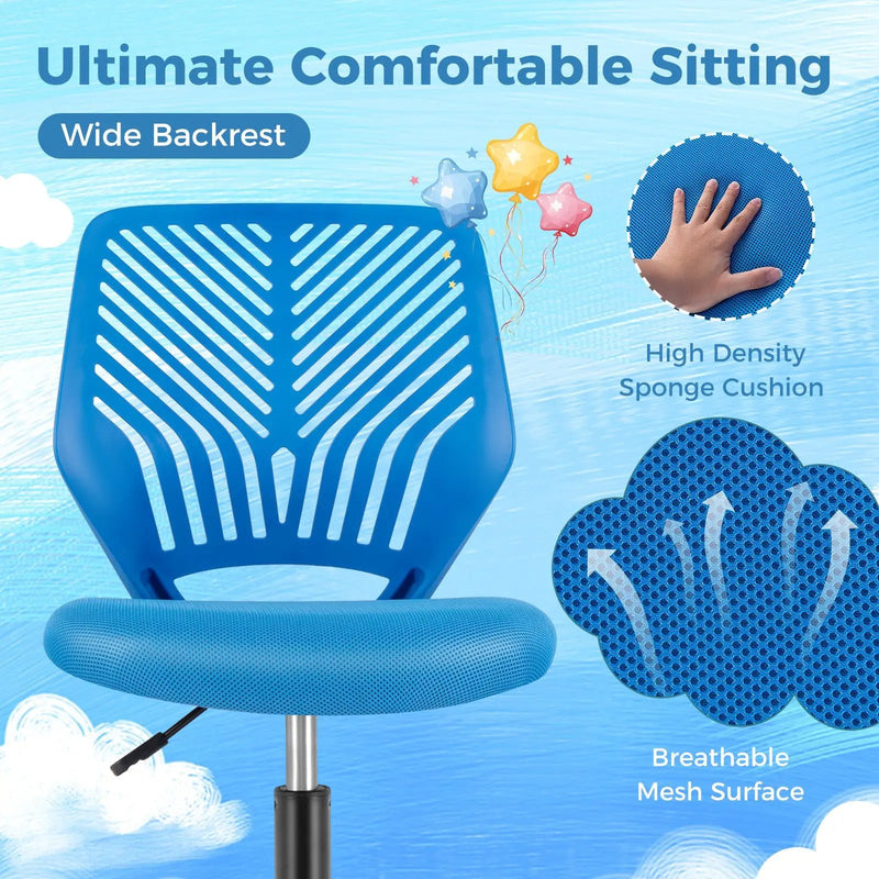 Height-adjustable Ergonomic Kids Desk Chair with Universal Casters by DirectDeals