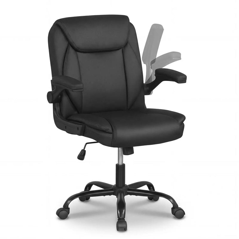Ergonomic Leather Office Chair with Flip-up Armrests and Rocking Function by DirectDeals
