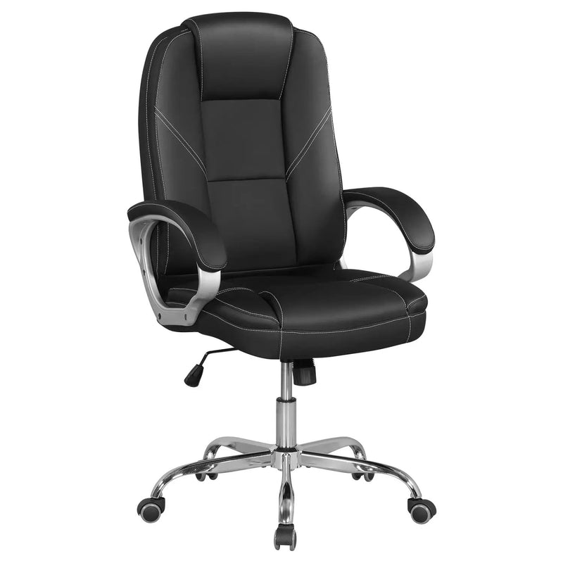 Ergonomic Leather Office Chair with Padded Armrests and Rocking Backrest by DirectDeals