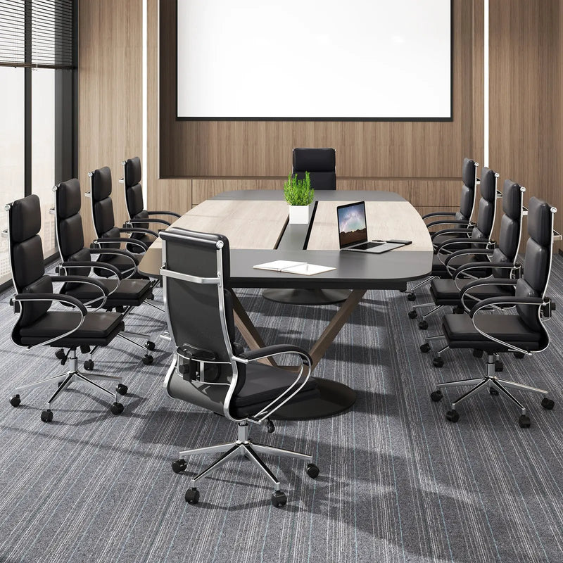Ergonomic Leather Office Chair with Adjustable Height and Rocking Function-Black by DirectDeals