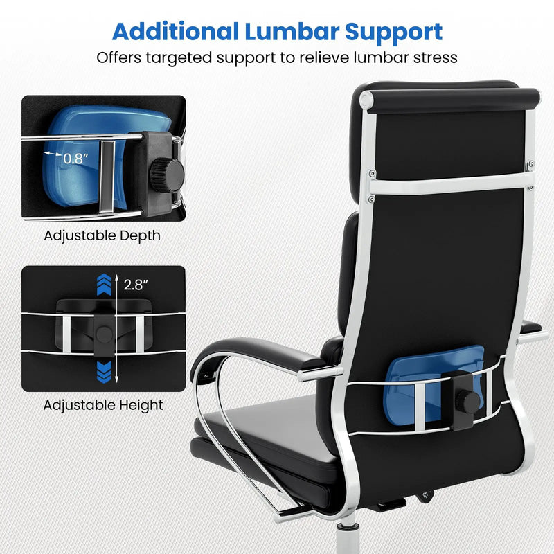 Ergonomic Leather Office Chair with Adjustable Height and Rocking Function-Black by DirectDeals