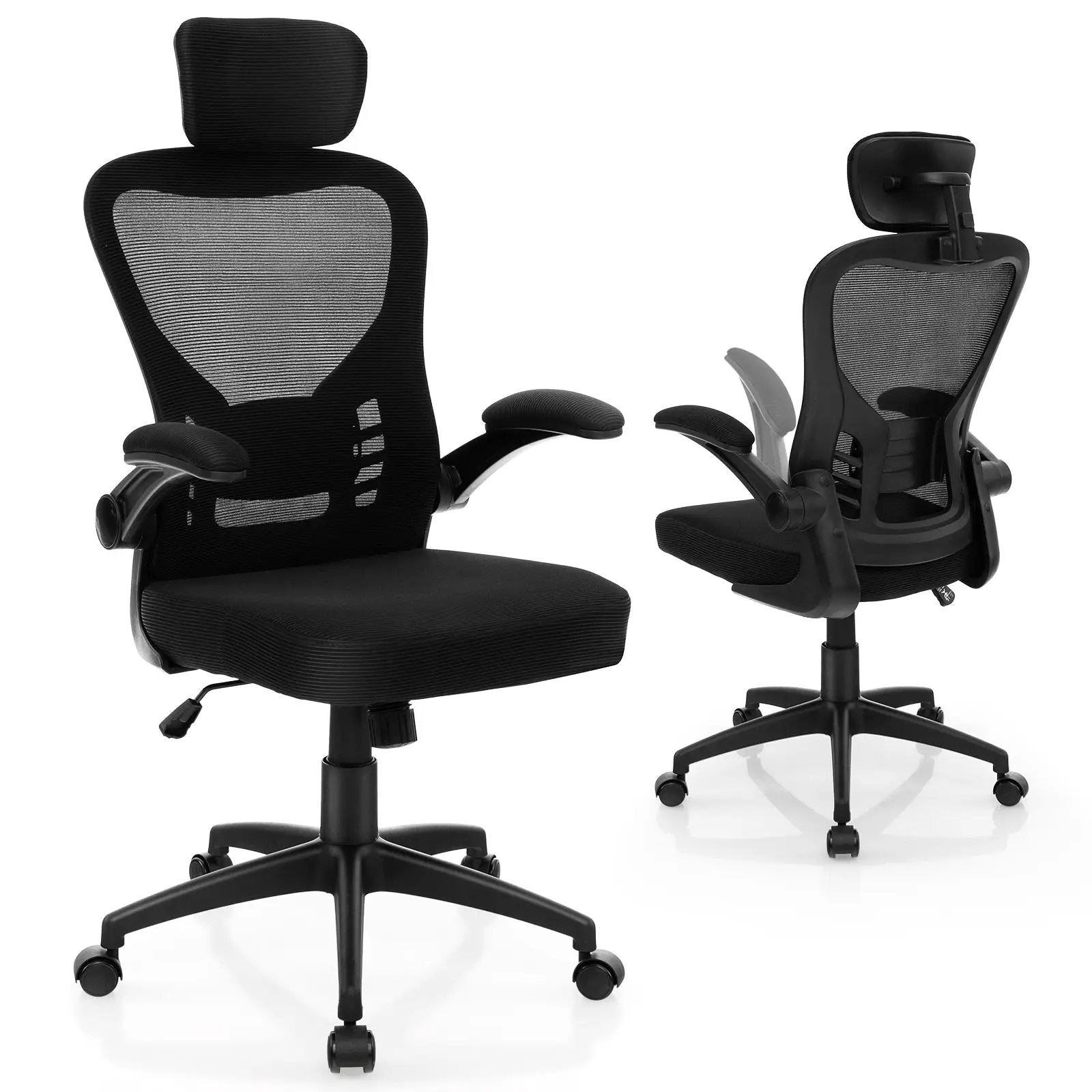 Ergonomic Mesh Office Chair with Adjustable Height for Home Office-Black by DirectDeals