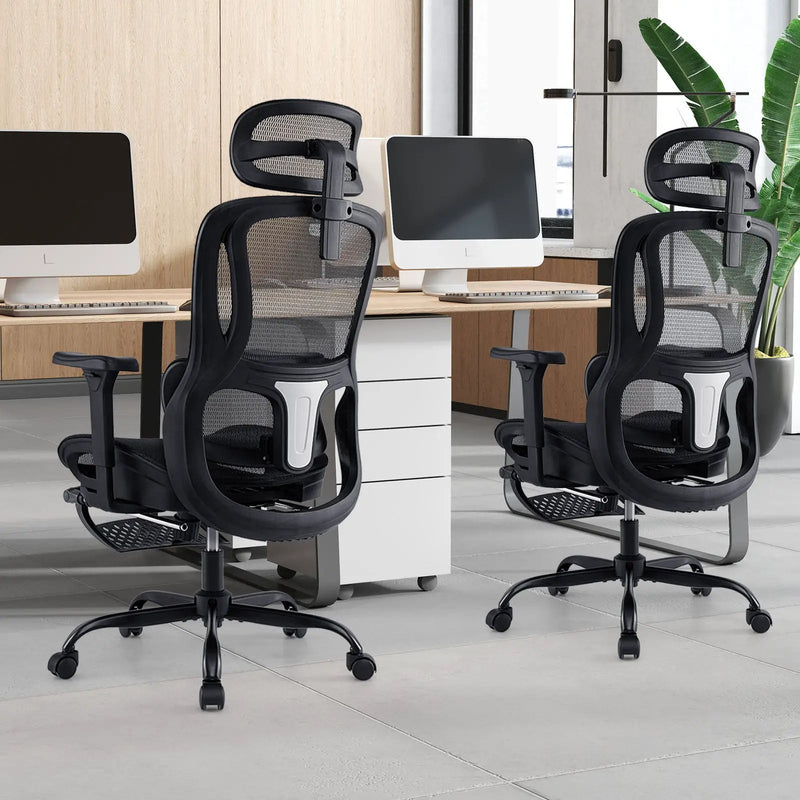 Ergonomic Office Chair Swivel Computer Desk Chair with Rotating Headrest-Black by DirectDeals