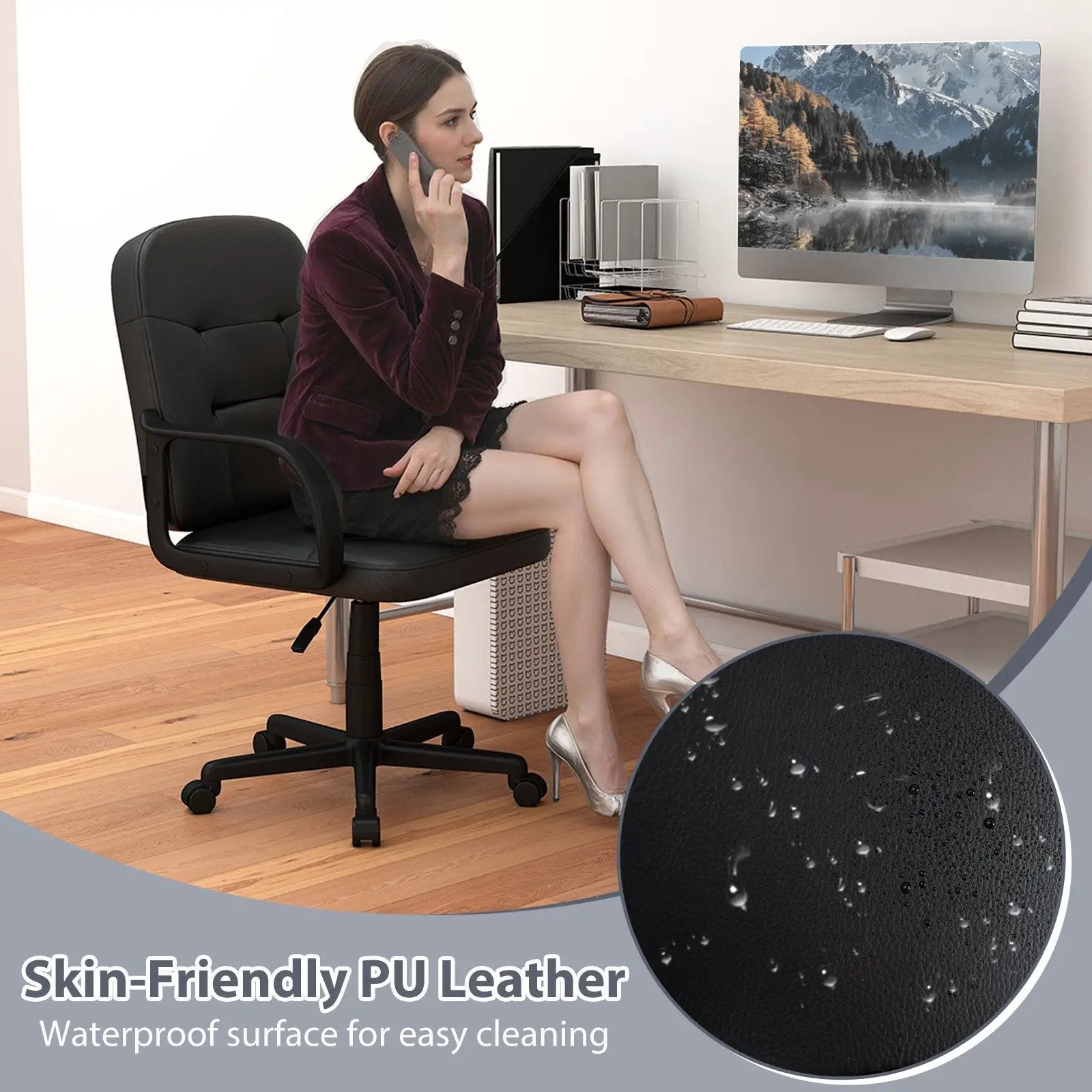 Ergonomic Office Chair with 360-degree Wheels by DirectDeals