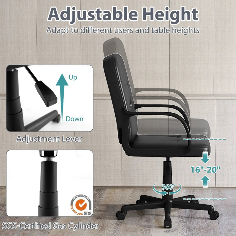 Ergonomic Office Chair with 360-degree Wheels by DirectDeals