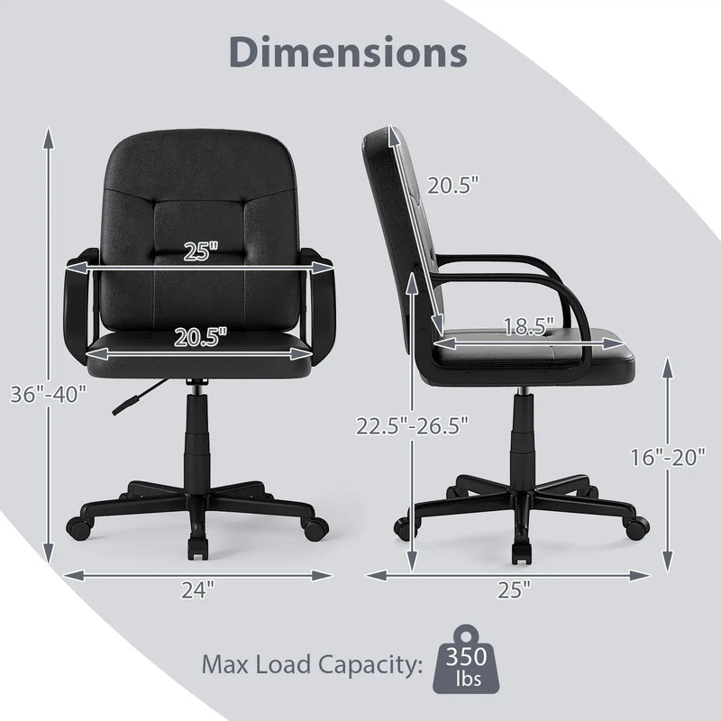Ergonomic Office Chair with 360-degree Wheels by DirectDeals