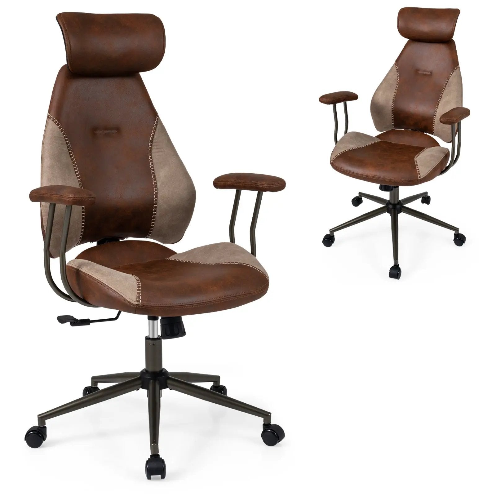 Ergonomic Office Chair Computer Desk Chair with 2D Headrest and Rocking Backrest by DirectDeals