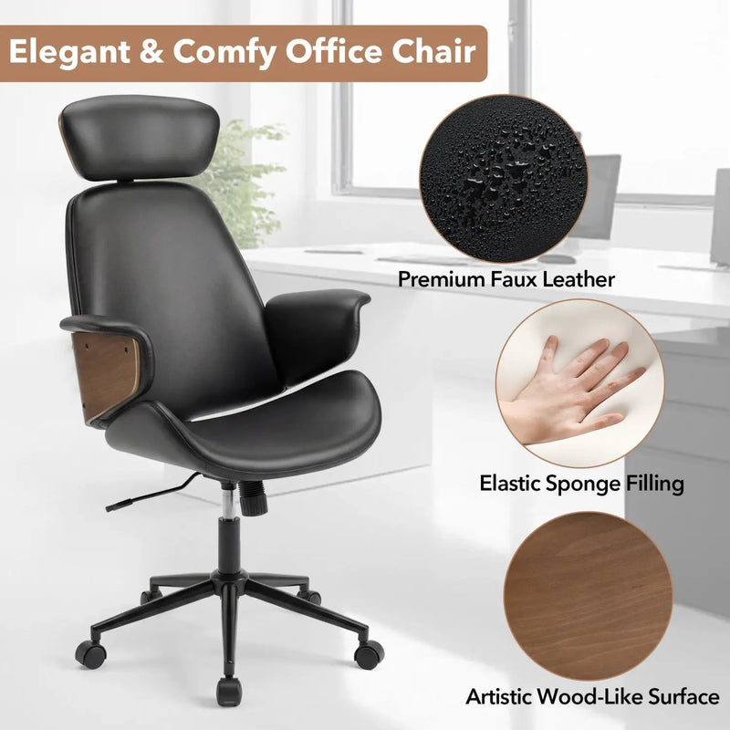Ergonomic Office Chair with Headrest Adjustable Height for Home Office and Study by DirectDeals