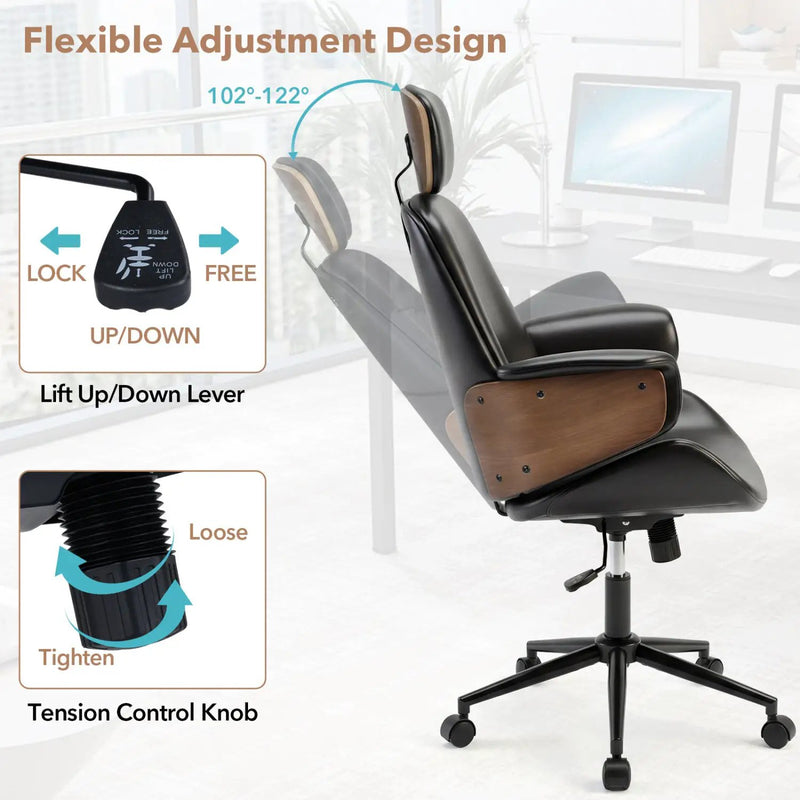 Ergonomic Office Chair with Headrest Adjustable Height for Home Office and Study by DirectDeals