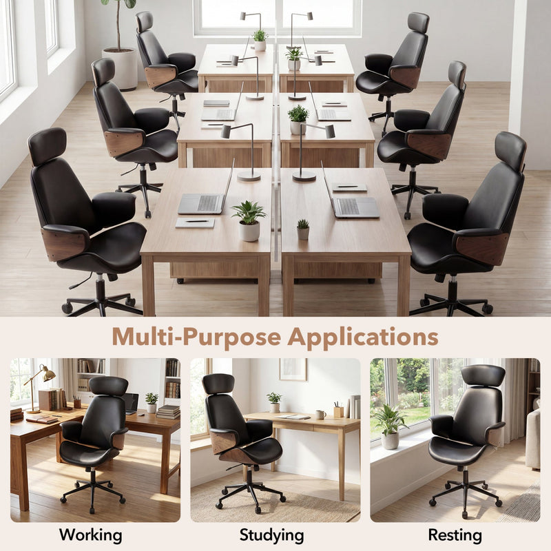 Ergonomic Office Chair with Headrest Adjustable Height for Home Office and Study by DirectDeals