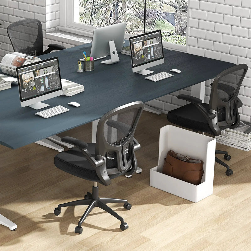Adjustable Swivel Mesh Task Office Chair with Flip-Up Armrests-Black by DirectDeals