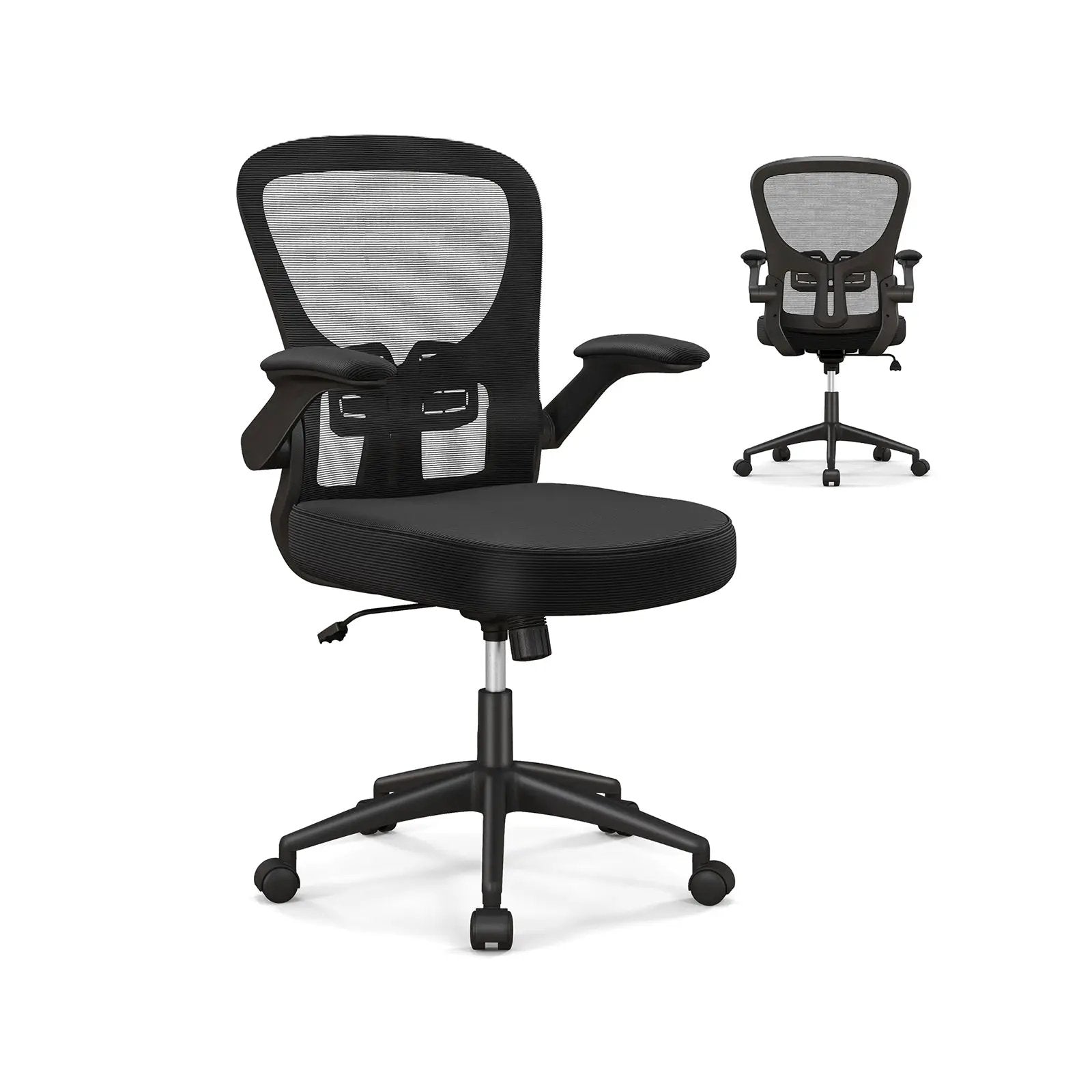 Adjustable Swivel Mesh Task Office Chair with Flip-Up Armrests-Black by DirectDeals