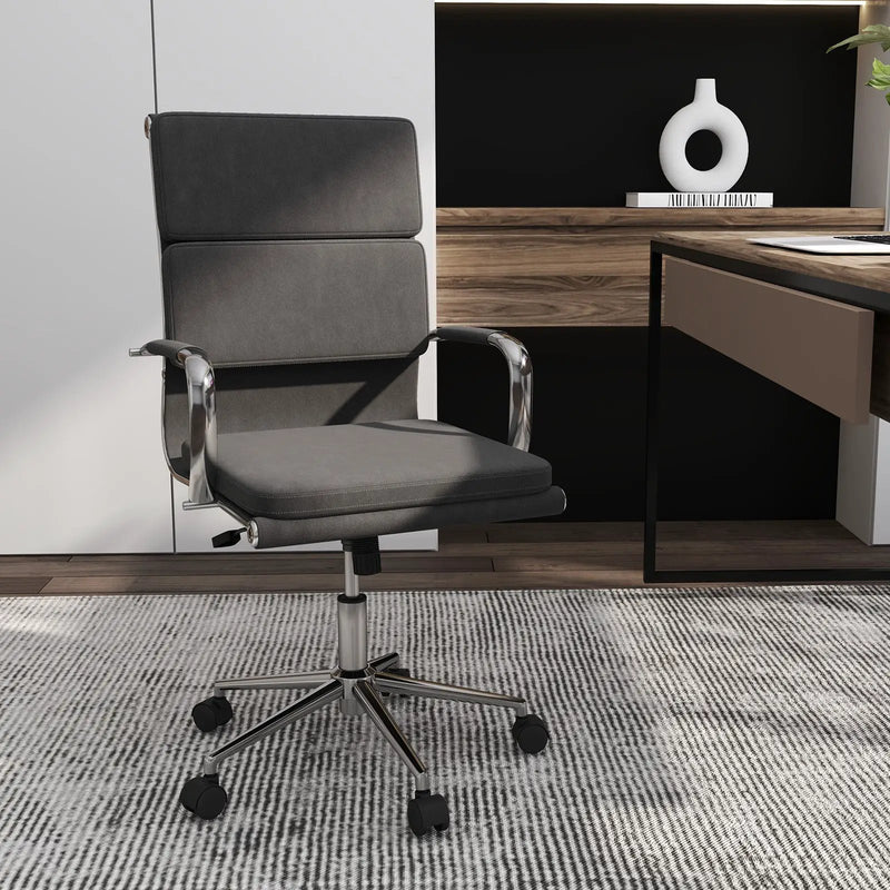 Ergonomic Office Desk Chair with Rocking Backrest and Height-adjustable Padded Seat-Gray by DirectDeals