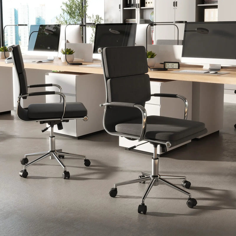 Ergonomic Office Desk Chair with Rocking Backrest and Height-adjustable Padded Seat-Gray by DirectDeals