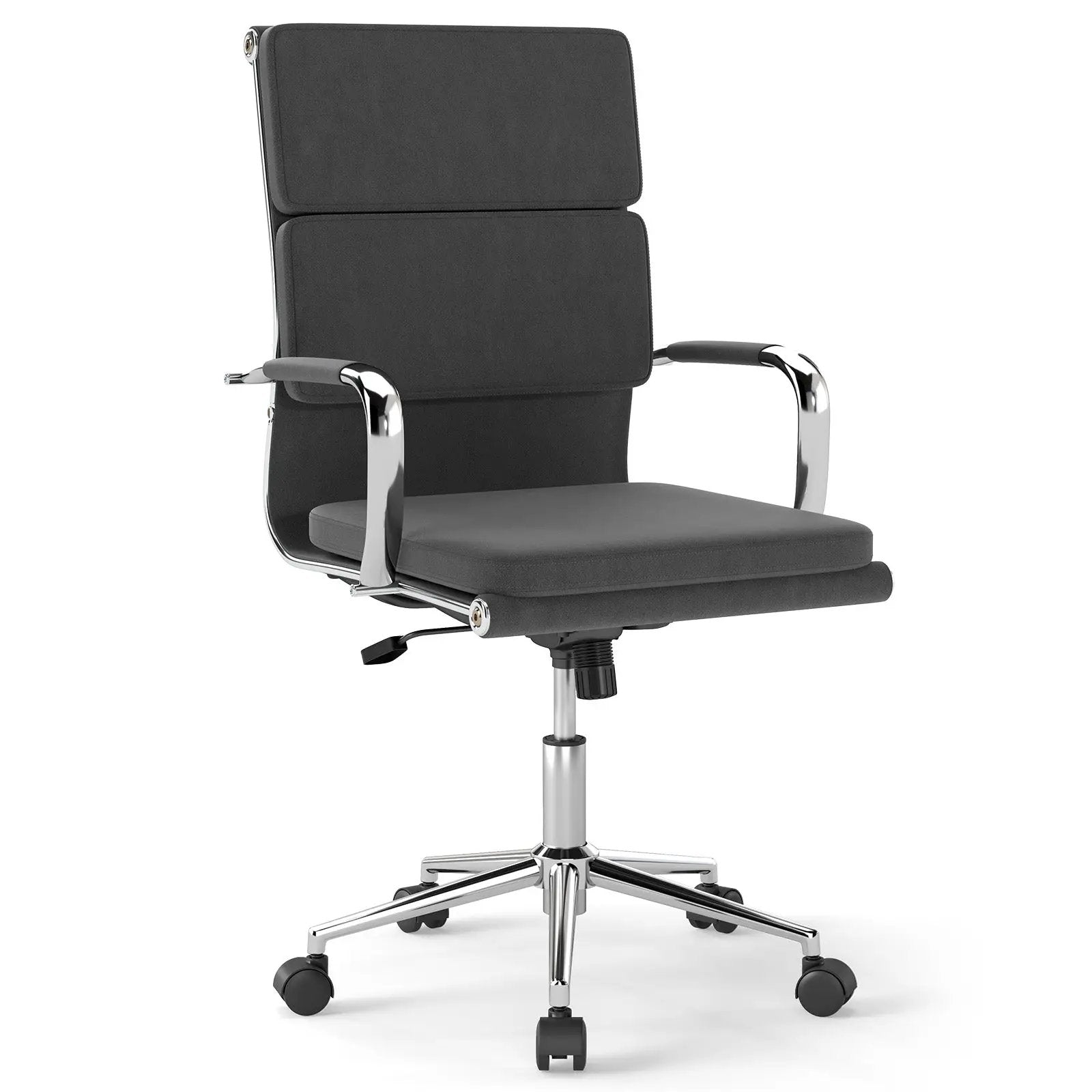Ergonomic Office Desk Chair with Rocking Backrest and Height-adjustable Padded Seat-Gray by DirectDeals