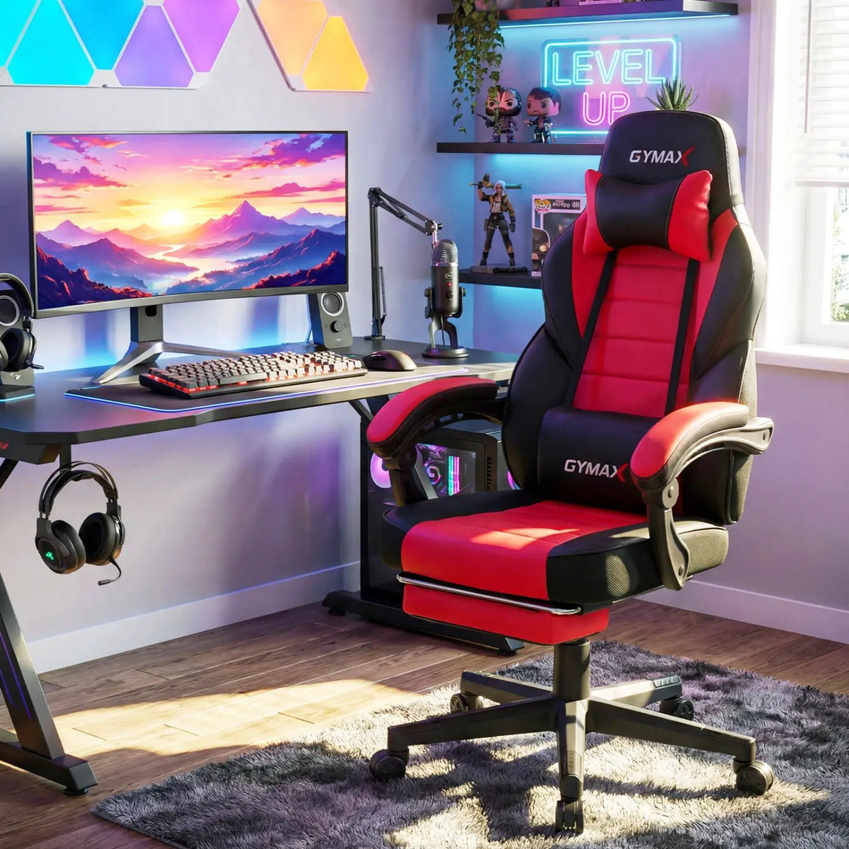 Ergonomic Video Game Chair with Headrest and Reclining Backrest, photo 13 of 16