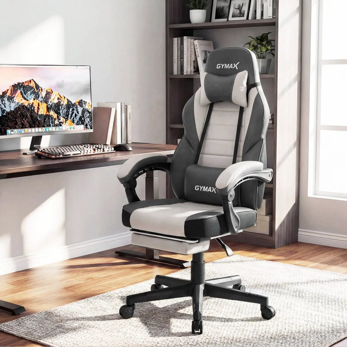 Ergonomic Video Game Chair with Headrest and Reclining Backrest, photo 3 of 16