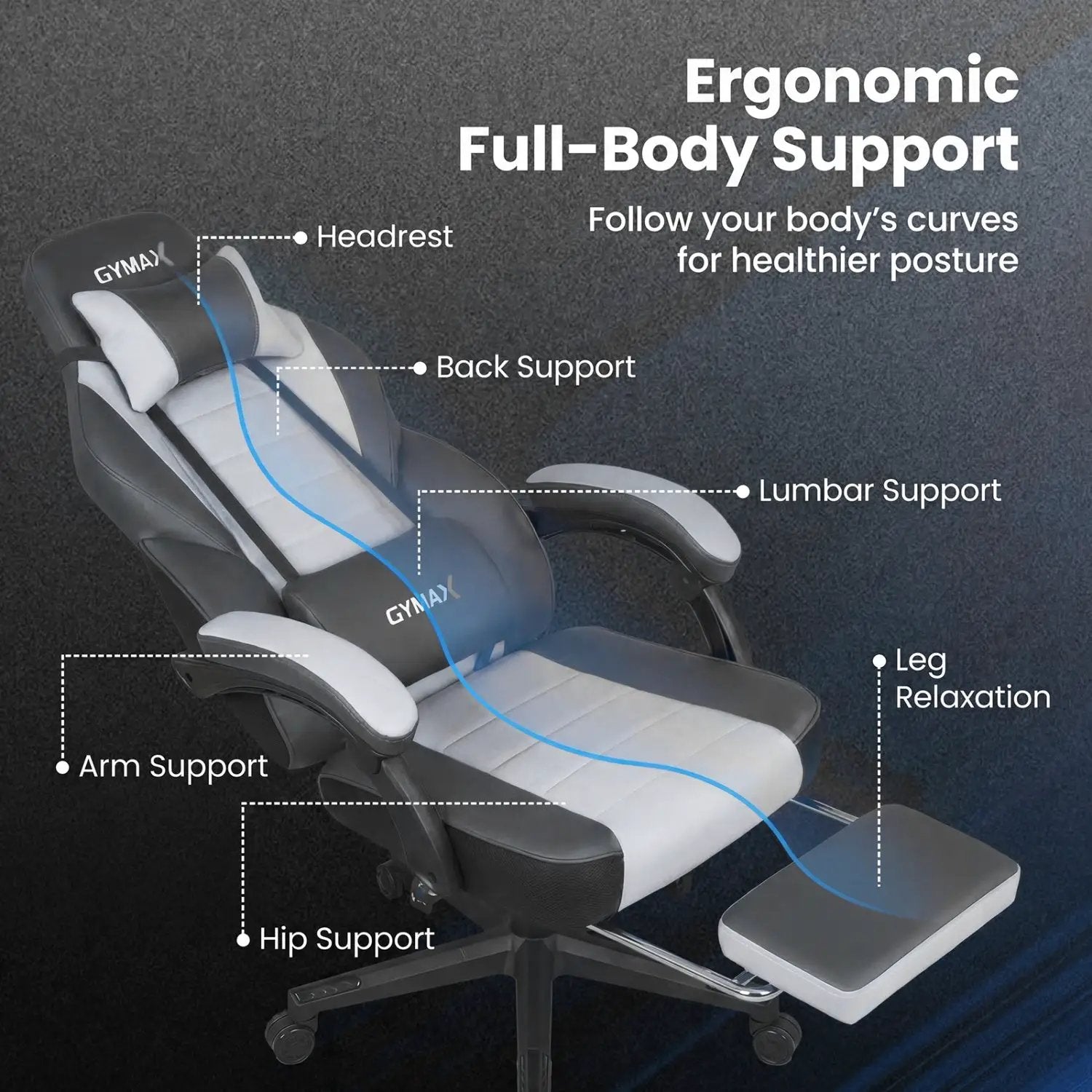 Ergonomic Video Game Chair with Headrest and Reclining Backrest by DirectDeals