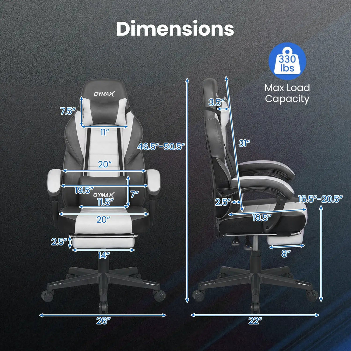 Ergonomic Video Game Chair with Headrest and Reclining Backrest, photo 5 of 16