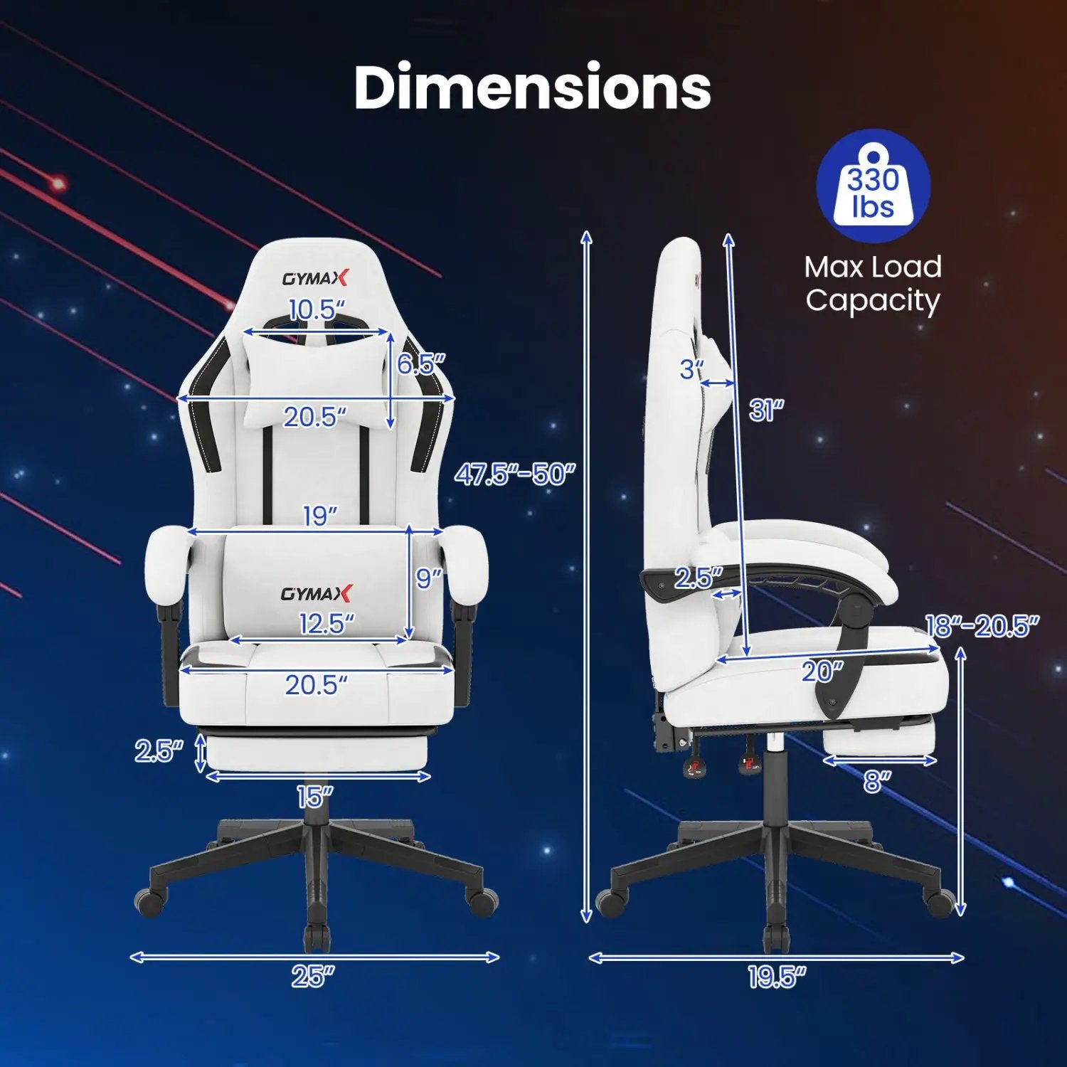 Ergonomic Video Game Chair with Headrest for Home Office by DirectDeals