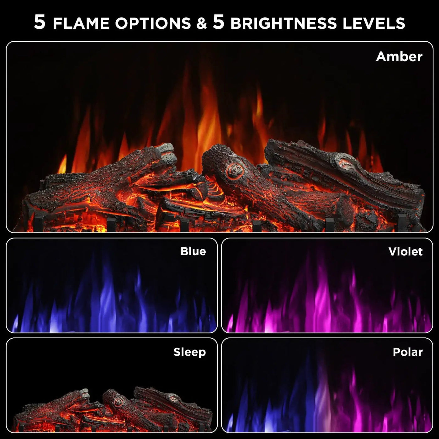 Eternal Flame EF26-LG Smart Electric Fireplace Logs, WiFi Enabled by TURBRO